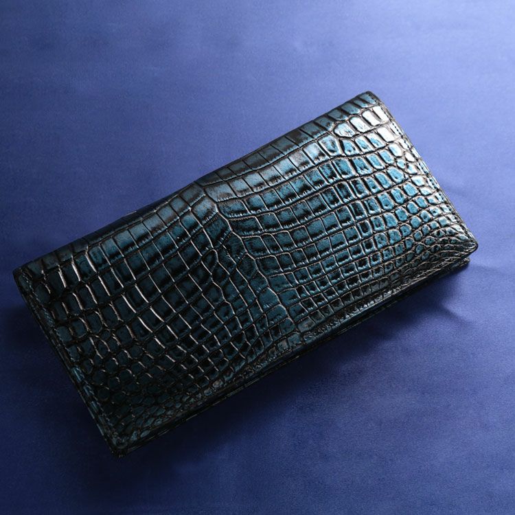 クロコダイル 長財布 センター取り 一枚革 無双 日本製 メタリック