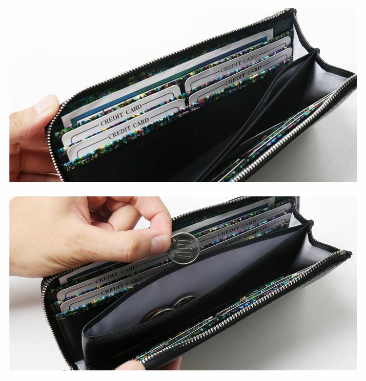 極美品☆ クロコダイル 鰐革 長財布 L字ファスナー 目地染め メタリック加工 クロコダイル 長財布 レディース L字ファスナー 財布 本革 鰐革 ワニ革