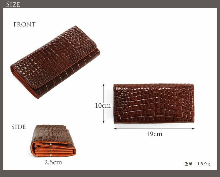 新品　クロコダイル長財布　JRA認定 シャイニング　ダークブラウン　赤茶 クロコダイル 長財布 センター取り 一枚革 ラウンドファスナー 日本製