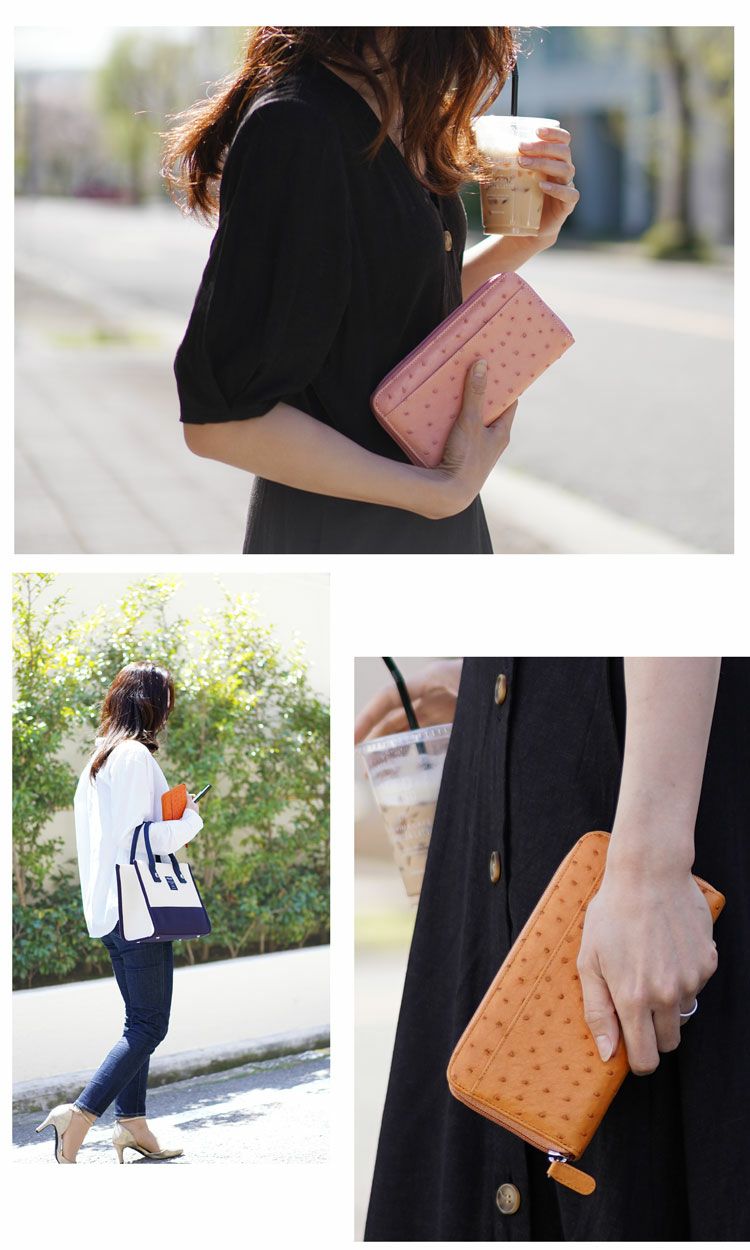 オーストリッチラウンドファスナー長財布(No.3113)