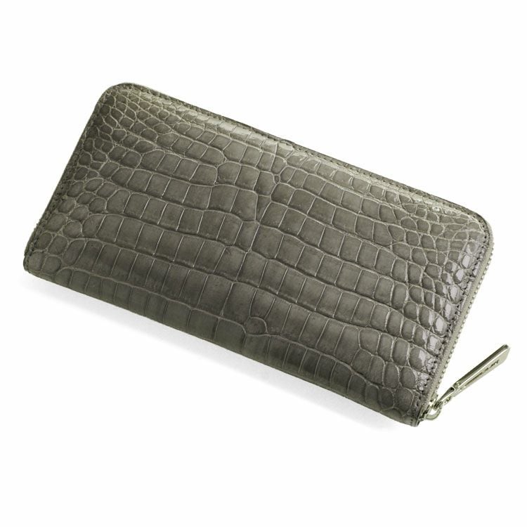 クロコダイル 長財布 シャイニング 加工 センター取り 一枚革 メタル