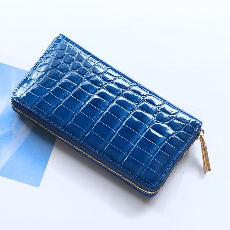 シャイニングクロコダイルラウンド長財布 ゴールド金具 (No.06000599)☆