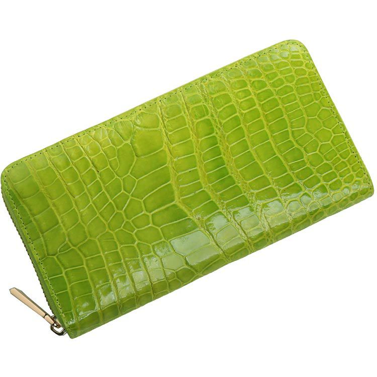 クロコダイル 長財布 レディース ラウンドファスナー シャイニング