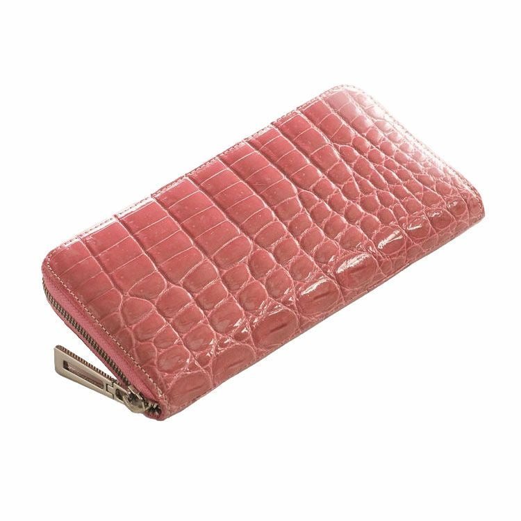 クロコダイル 長財布 シャイニング 加工 レディース メタル ラウンド