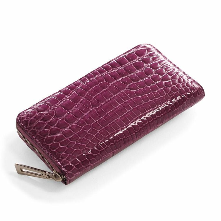 クロコダイル 長財布 シャイニング 加工 レディース メタル ラウンド
