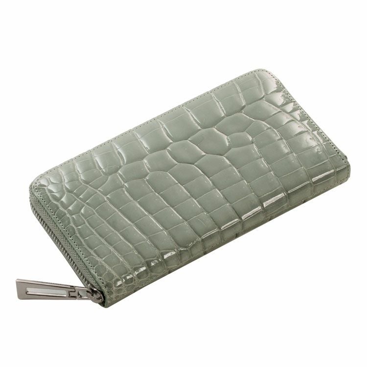 クロコダイル 長財布 シャイニング 加工 レディース メタル ラウンド