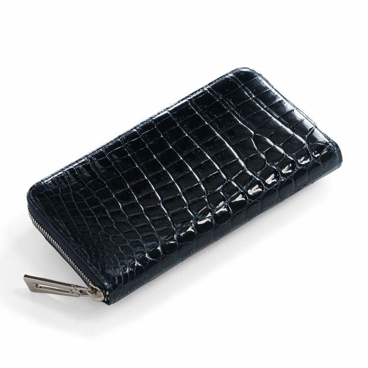 クロコダイル 長財布 シャイニング 加工 レディース メタル ラウンド