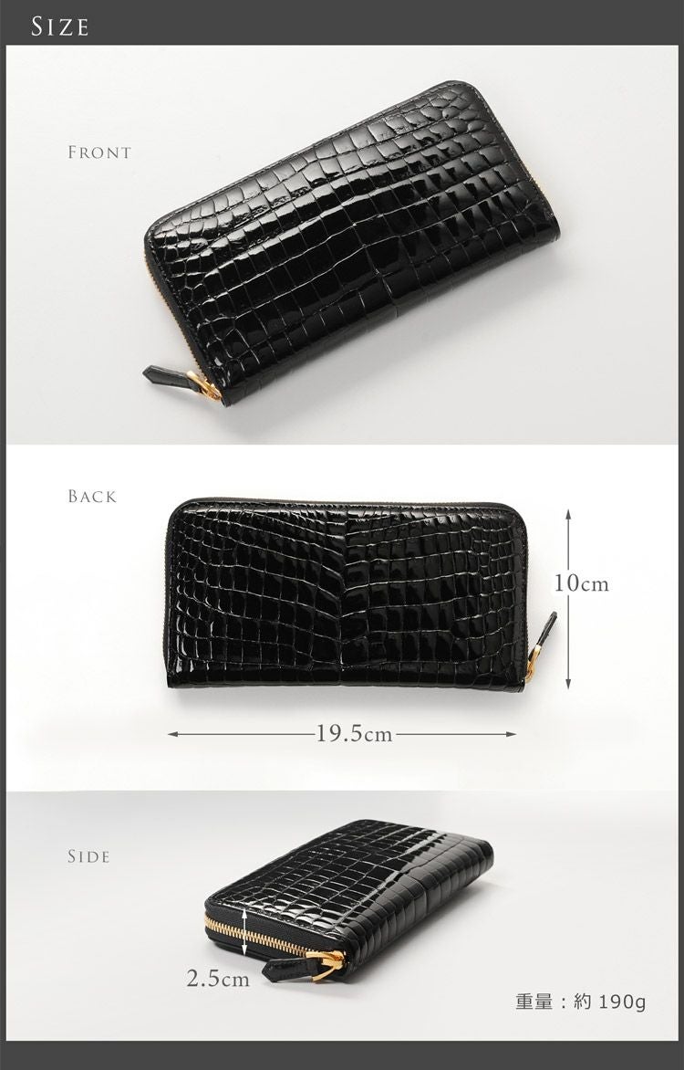 【新品・未使用】クロコダイル&パイソン　長財布　ラウンドファスナー　シャムワニ クロコダイル 長財布 内装 パイソン ラウンド ファスナー デザイン