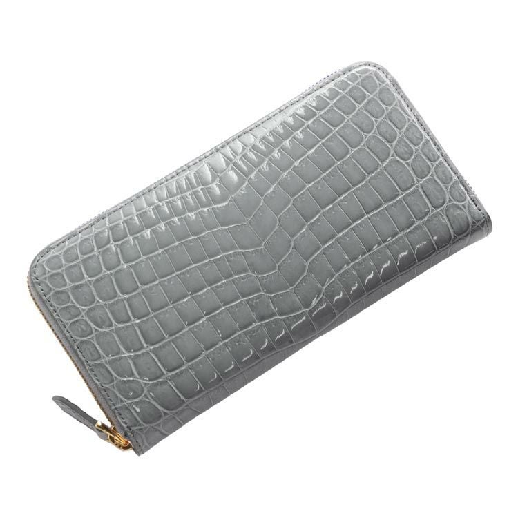 クロコダイル 長財布 内装 パイソン ラウンド ファスナー デザイン