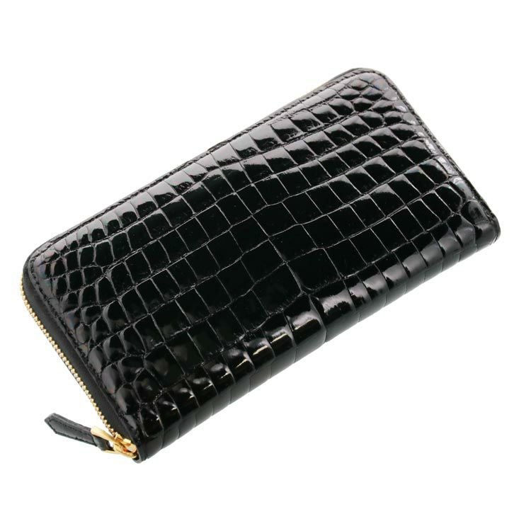 【新品】クロコダイル 長財布 高級 ブラック ラウンドファスナー クロコダイル 長財布 内装 パイソン ラウンド ファスナー デザイン