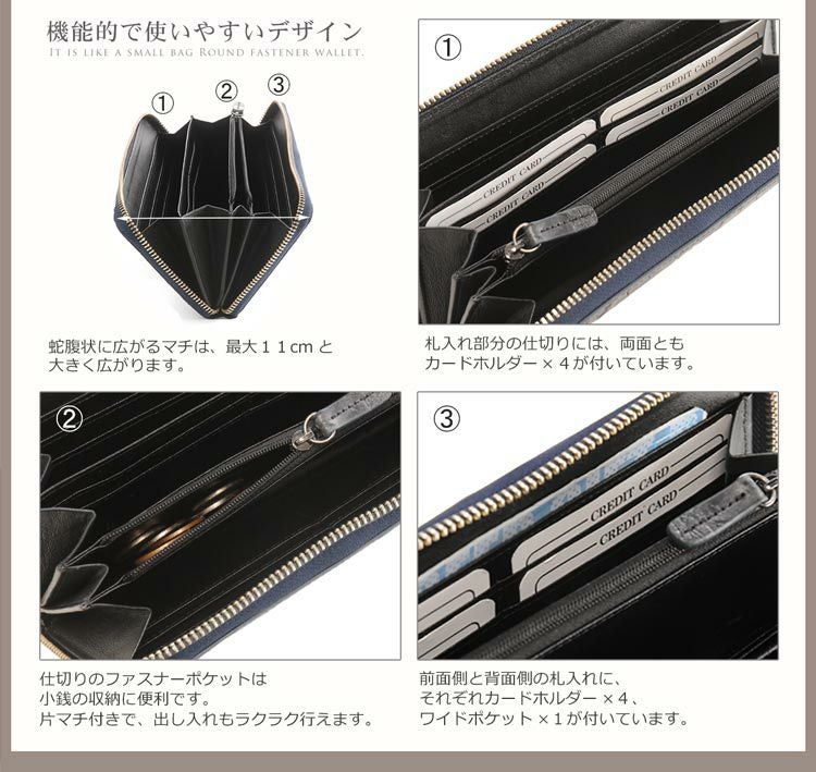 ソフト アリゲーター 長財布 ラウンドファスナー アンティーク 染め