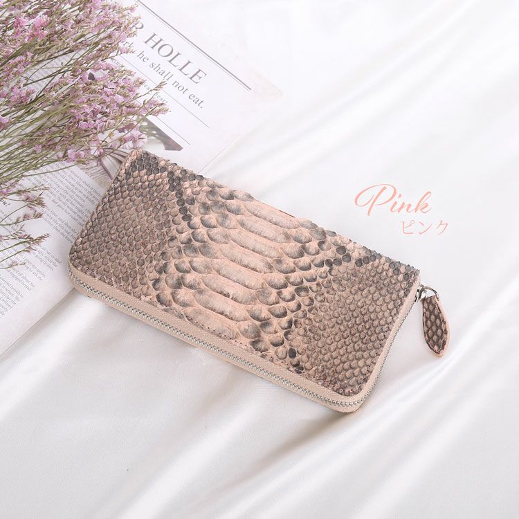 ダイヤモンド パイソン 長財布 レディース ラウンド ファスナー 全8色