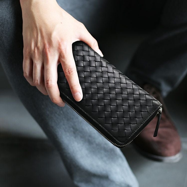 財布 本革 長財布 レディース イントレチャート ラム レザー メッシュ