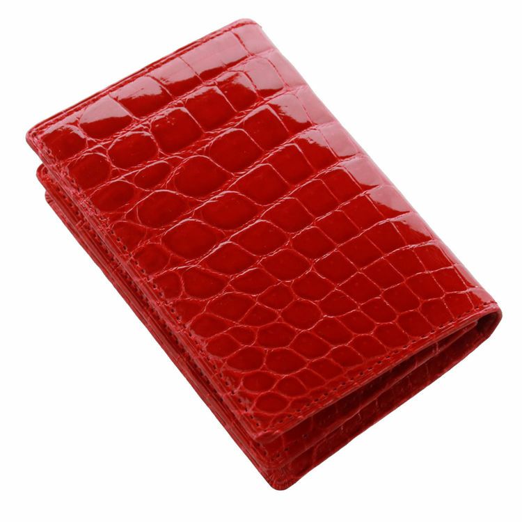 クロコダイル 名刺入れ カードケース シャイニング 加工 一枚革 無双