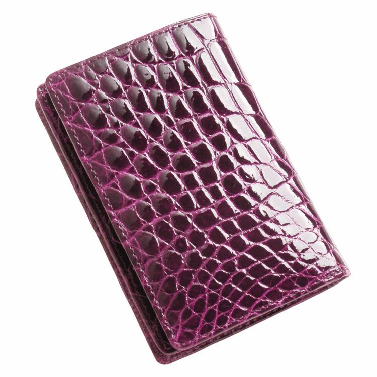 クロコダイル 名刺入れ カードケース シャイニング 加工 一枚革 無双
