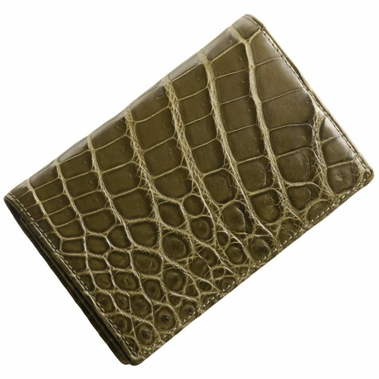 クロコダイル 名刺入れ カードケース マット 加工 一枚革 無双 日本製