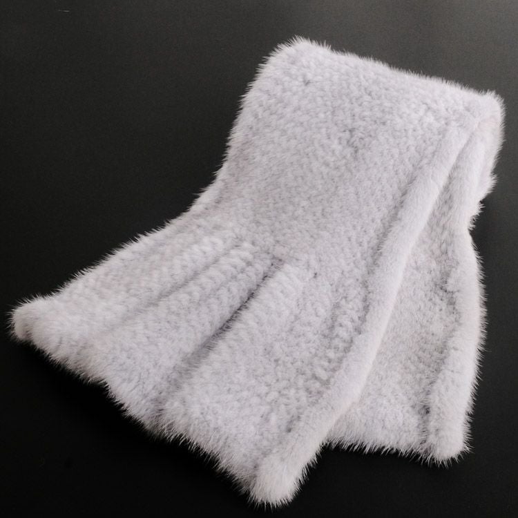 ミンク編み込みフリルロング マフラー 7F