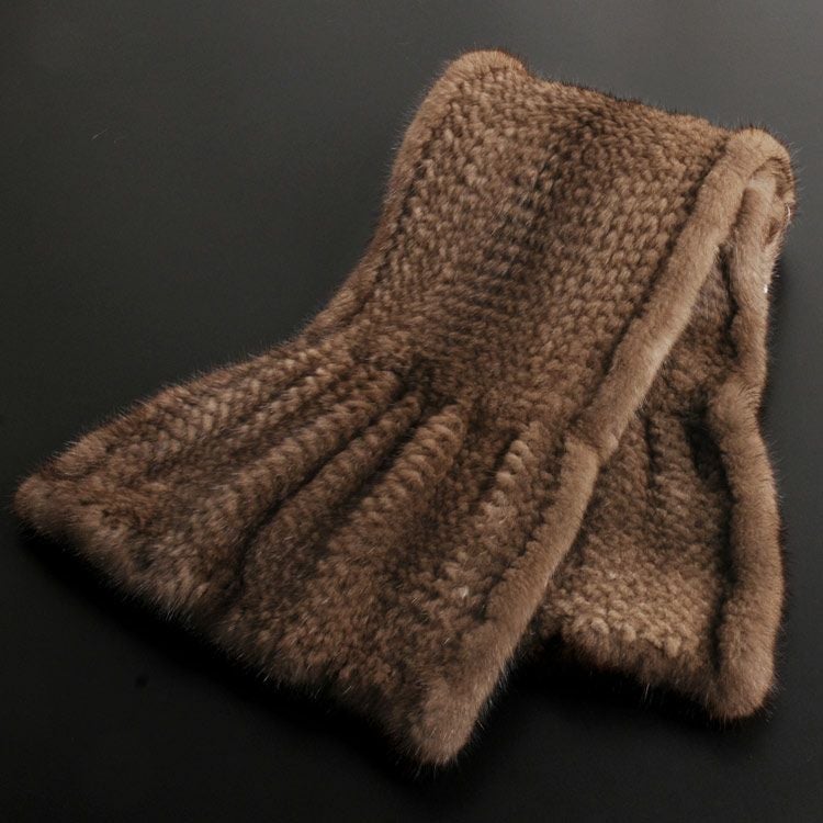 ミンク編み込みフリルロング マフラー 7F