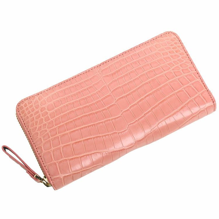 クロコダイル W168L 長財布 ピンク  CROCODILE ラウンドファスナー クロコダイル クロコダイル 長財布 レディース マット加工 ラウンドファスナー 一枚