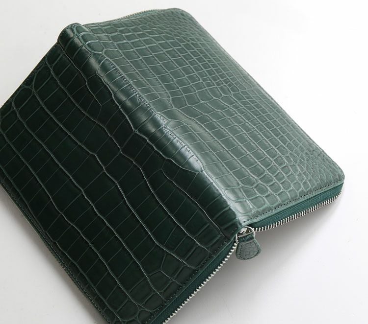 クロコダイル レディース 長財布 手帳型 マット 加工 センター取り 一
