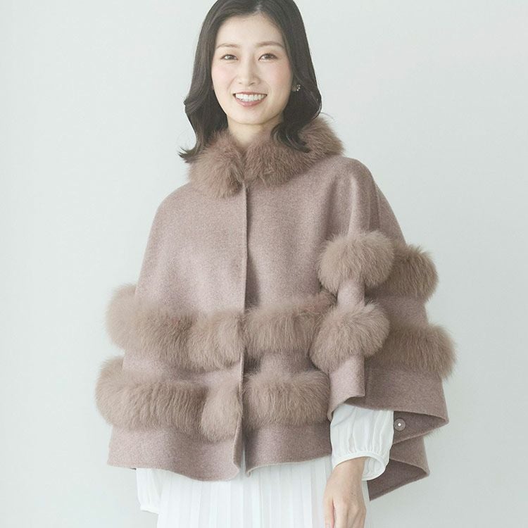 Filomo ケープコート カシミヤブレンドウール 一枚仕立て フォックス