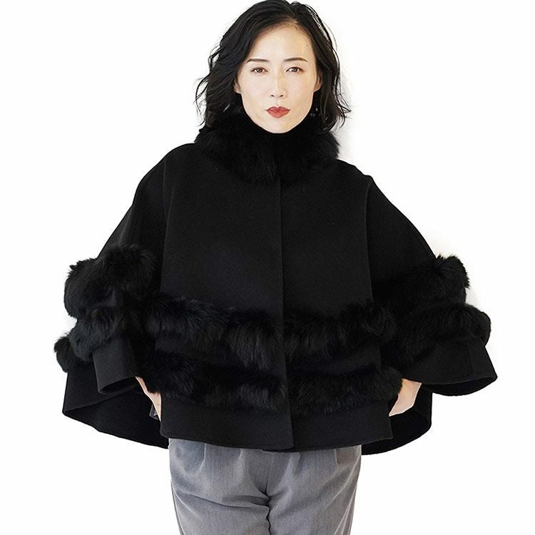 Filomo ケープコート カシミヤブレンドウール 一枚仕立て フォックス