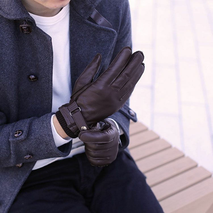 レザー グローブ 手袋 メンズ 革 防寒 スマホ タブレット 対応 本革 羊