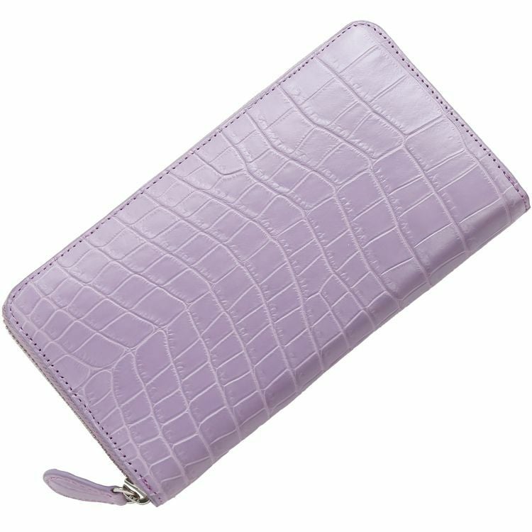 スモール クロコダイル レディース 長財布 ラウンドファスナー マット