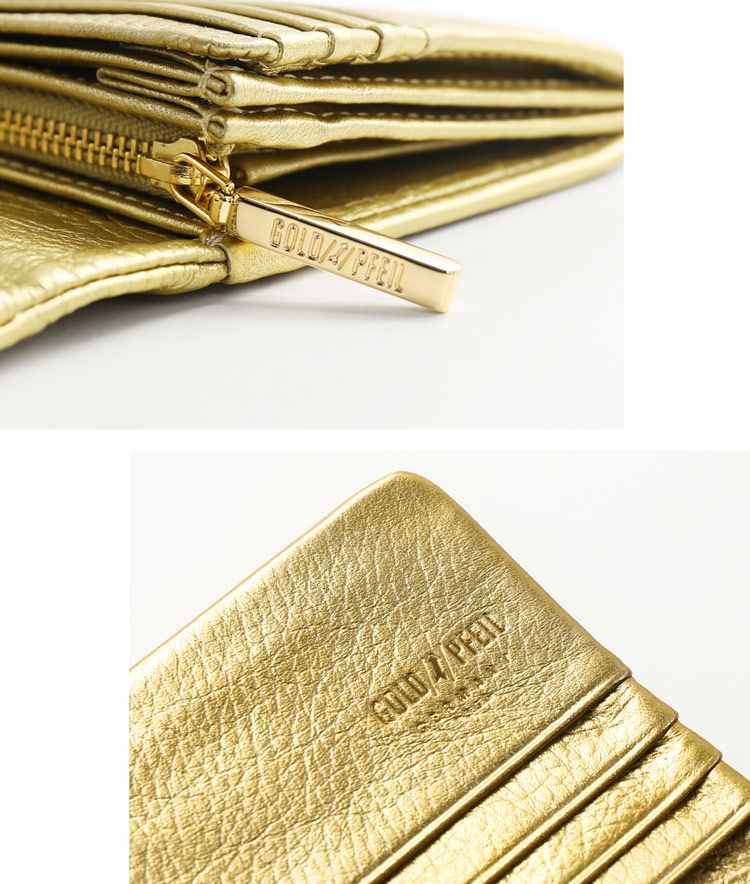 GOLD PFEIL 長財布 レディース 本革 かぶせ 革 ゴールドカラー 牛革