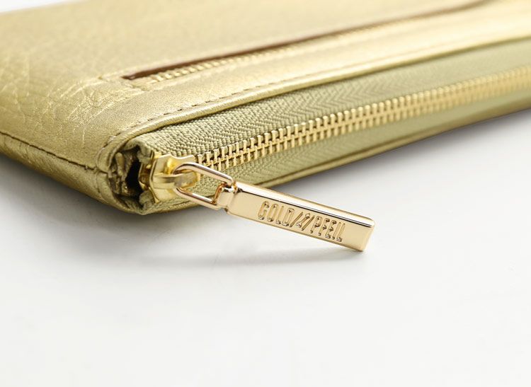 GOLD PFEIL 長財布 レディース 本革 L字ファスナー 革 ゴールドカラー