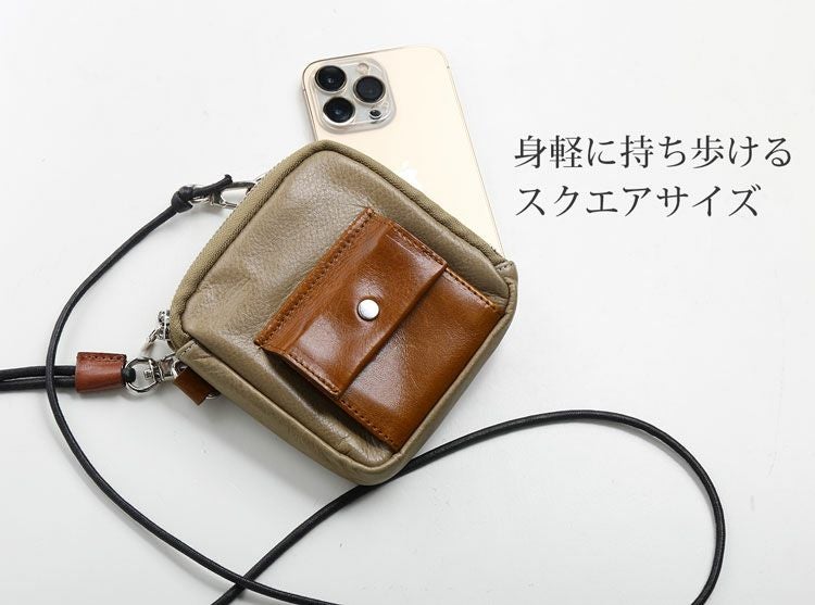 Jamale日本製牛革スマホポーチネックポーチメンズスライドパーツ飛び出すカード収納stairs【ネコポスで送料無料】ステアーズショルダー斜めがけ肩掛けブランド本革エコレザーポーチサコッシュジャマレブランド5FB(07000532-mens-1r)