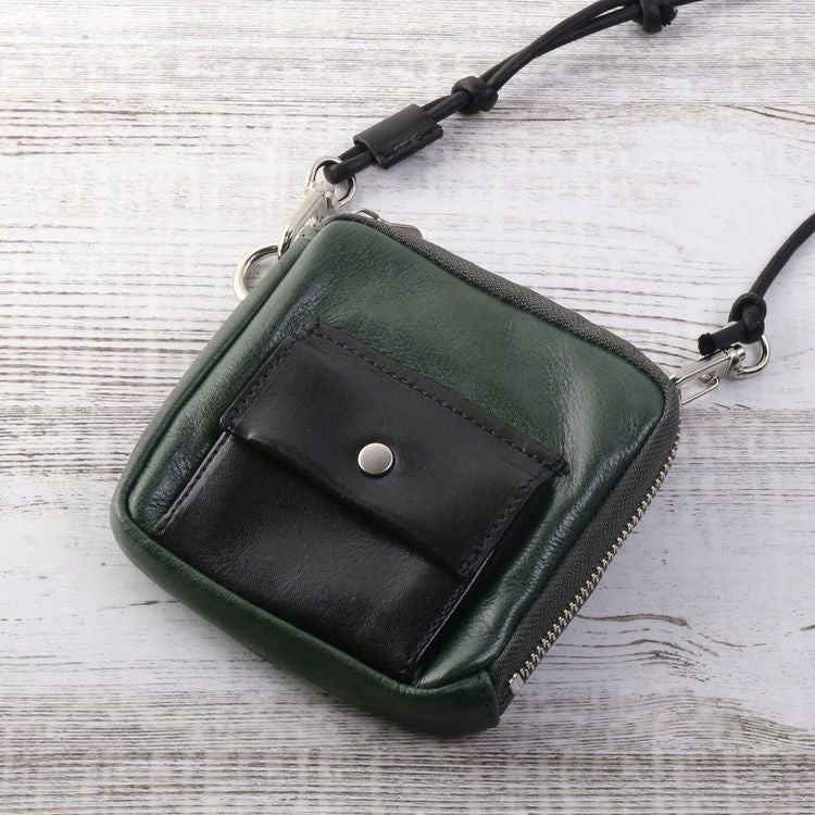 Jamale日本製牛革スマホポーチネックポーチメンズスライドパーツ飛び出すカード収納stairs