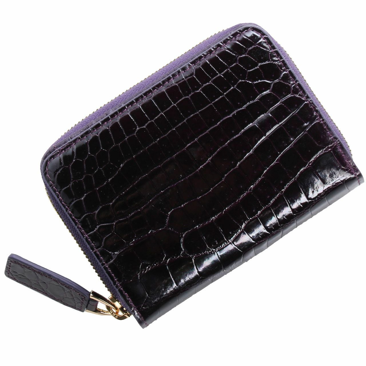 新品　シャイニング加工　クロコダイル　ミニウォレット　ブラック sankyo shokai（三京商会） ［割引クーポン］折り財布 クロコダイル