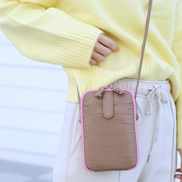 クロコダイル型押し 牛革 お財布バッグ ミニ ショルダーバッグ 日本製 5F