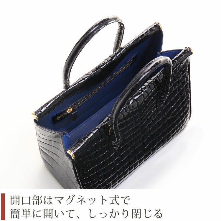 クロコダイル ハンドバッグ 2WAY ショルダーベルト付き レディース 4FA