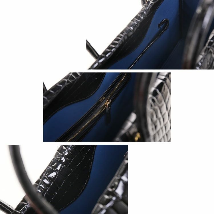 クロコダイル ハンドバッグ 2WAY ショルダーベルト付き レディース 4FA