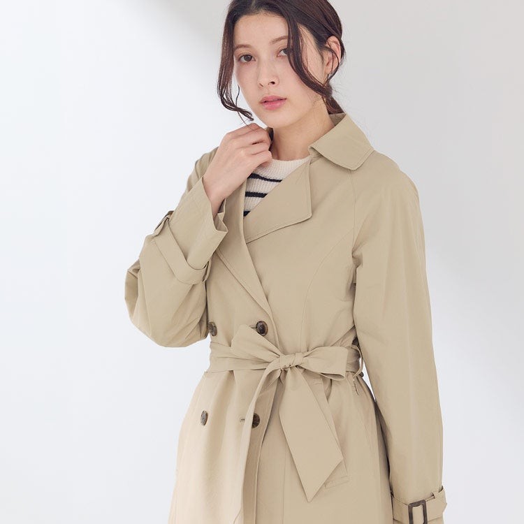 HALEINE トレンチコート ライナー付き レディース 撥水 バックプリーツ