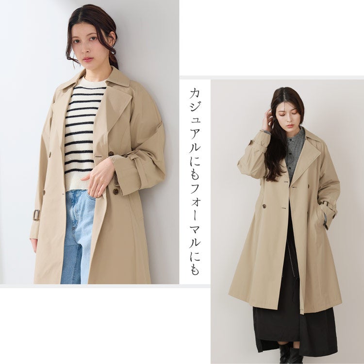 HALEINE トレンチコート ライナー付き レディース 撥水 バックプリーツ