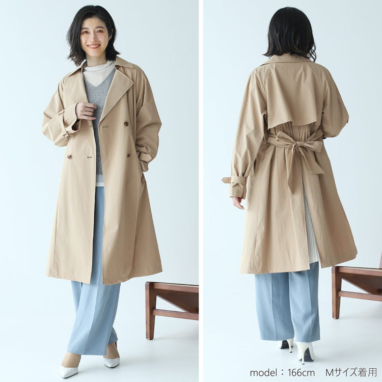 HALEINE トレンチコート ライナー付き レディース 撥水 バックプリーツ