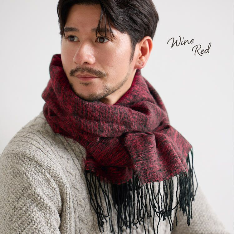 カシミヤタッチ大判ストールメンズライトグレー