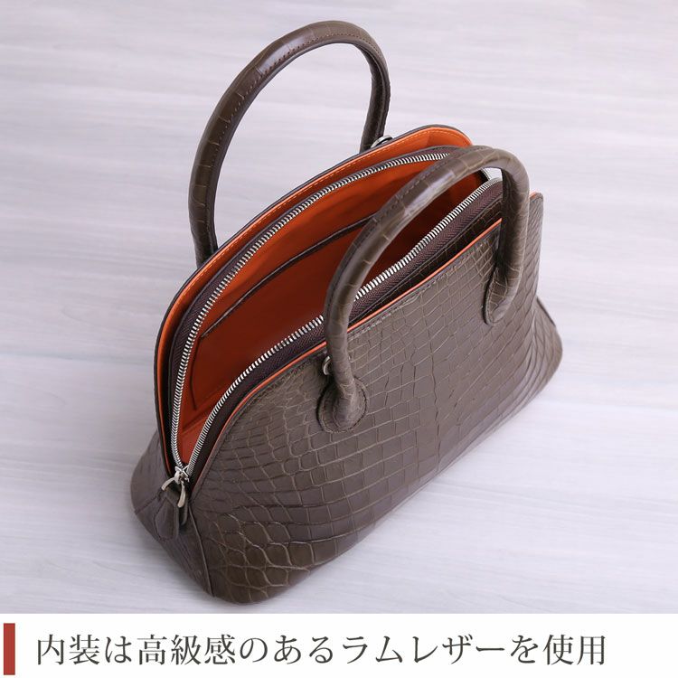 高級クロコダイルハンドバック クロコダイル ハンドバッグ センター取り 2WAY あおりポケット付き 4FA