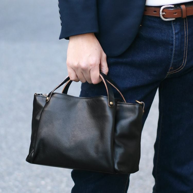 HALEINE バッグ メンズ 牛革 日本製 ミニバッグ 2WAY HALEINE 本革 ハンドバッグ メンズ 小さめ トートバッグ ショルダーバッグ