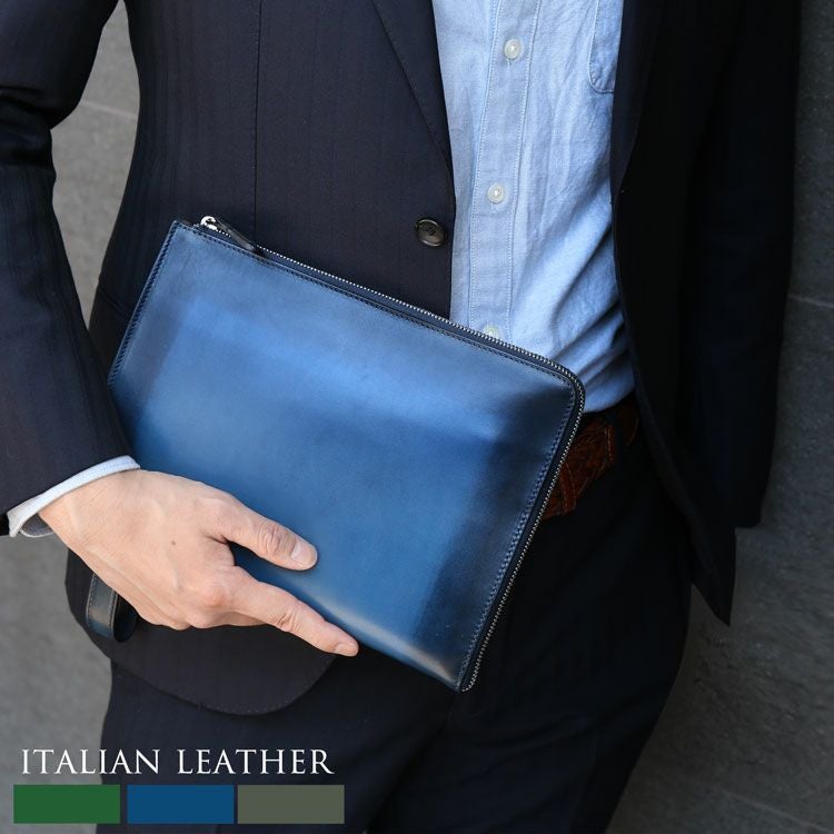 クラッチバッグ メンズ イタリア製 本革 イタリアンレザー セカンド