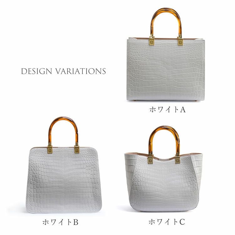 クロコダイル ハンドバッグ 2WAY べっ甲ハンドル バッグ レディース