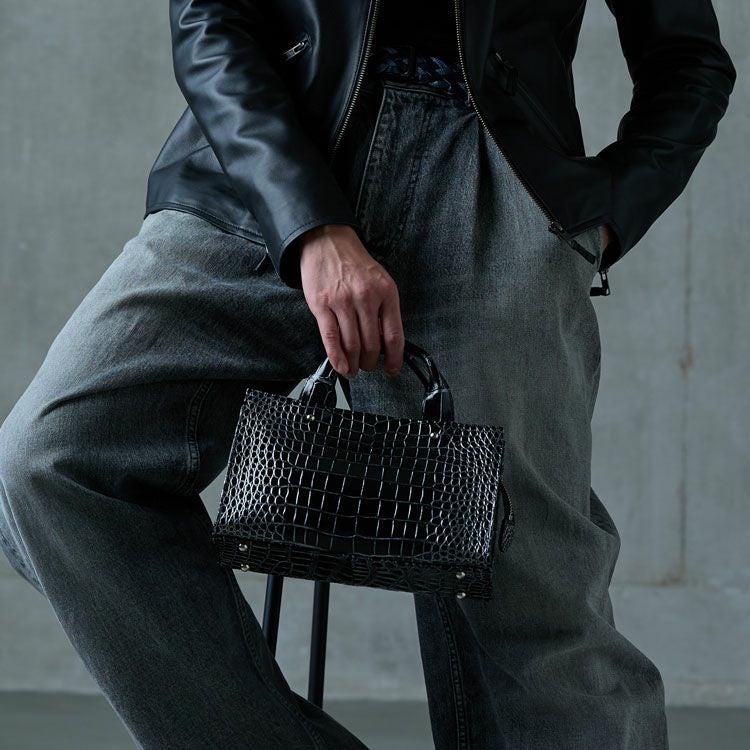 クロコダイル メンズ 2WAY ハンドバッグ 日本製 2WAY 4FA