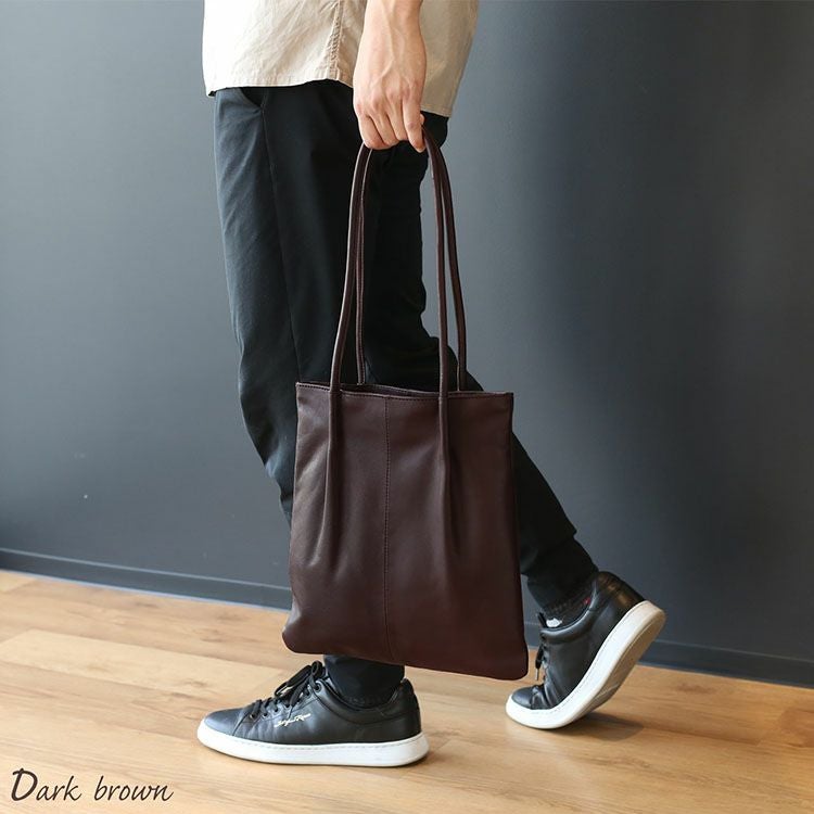 トートバッグ メンズ 縦型 本革 ポーチ付き 5F (07000492-mens-1r)
