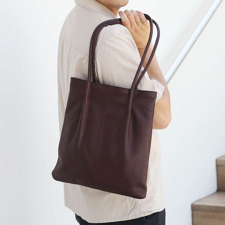 トートバッグ メンズ 縦型 本革 ポーチ付き 5F (07000492-mens-1r)