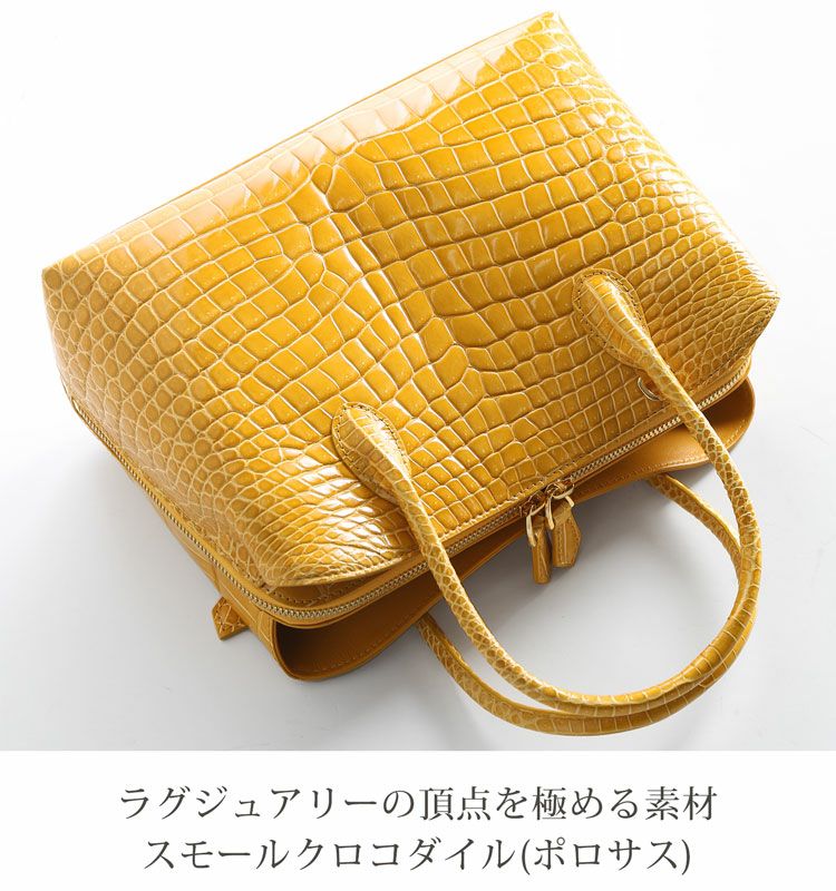 スモール クロコダイル シャイニング 加工 ハンドバッグ 2way ポロサス 4FA