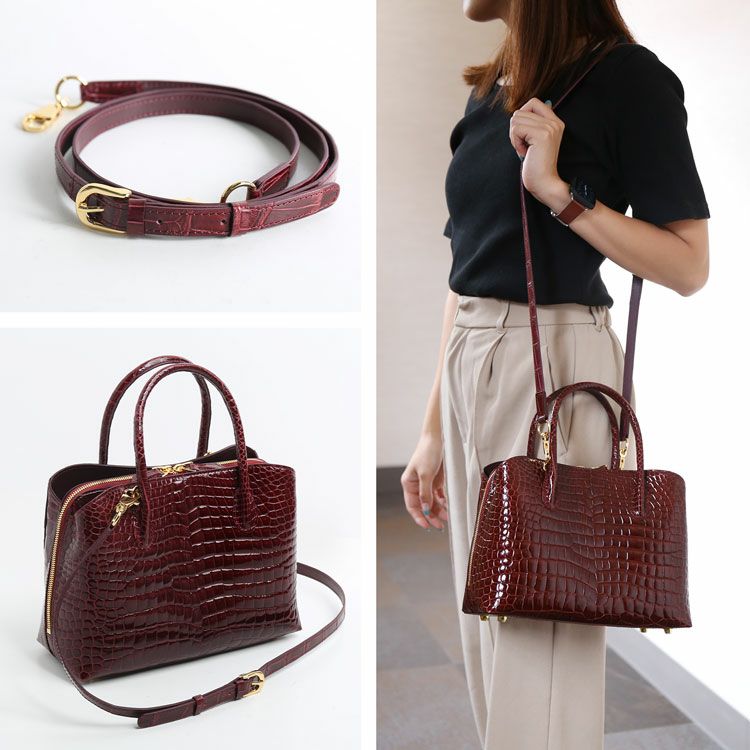 スモール クロコダイル シャイニング 加工 ハンドバッグ 2way ポロサス 4FA