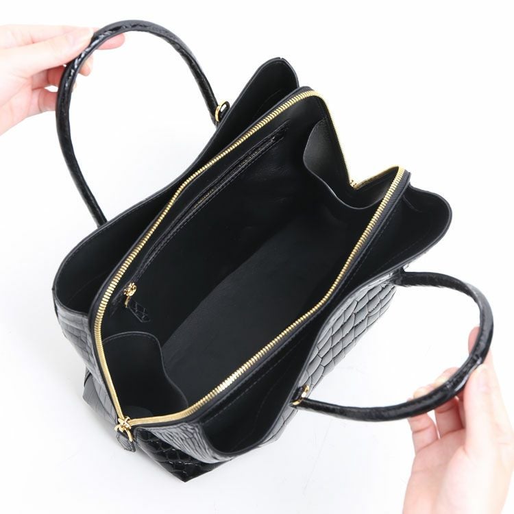 スモール クロコダイル シャイニング 加工 ハンドバッグ 2way ポロサス 4FA